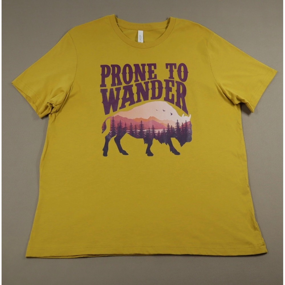 Women's Prone to Wander Graphic Tee - Yellow - Size XL